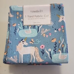 Blue Unicorn and Swan Fabric